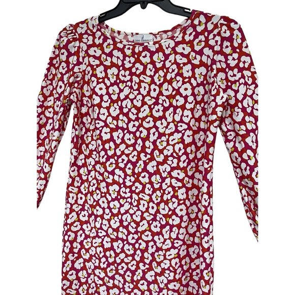 Jude Connally Long Sleeve Pink Floral Print Shift Dress Size Large Made in USA - Picture 2 of 8